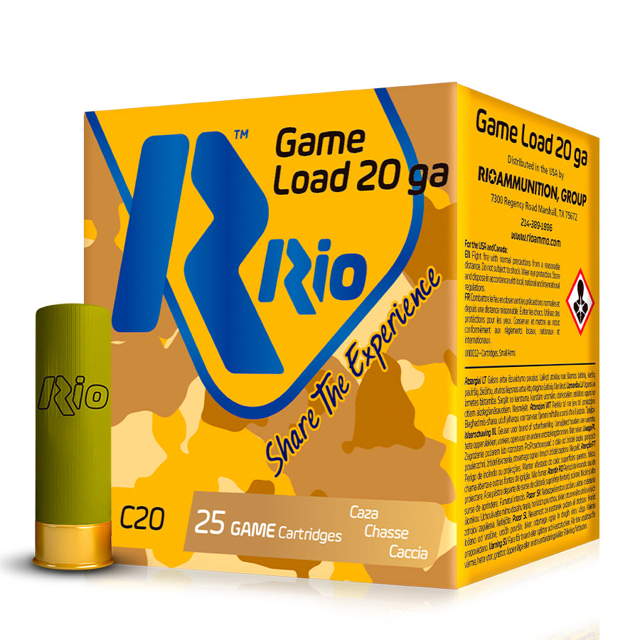 Cartuchos de caza RIO Game Load Calibre 20 - 25 gr